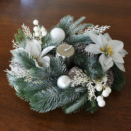 Table Centre Piece - Frosted pine wreath