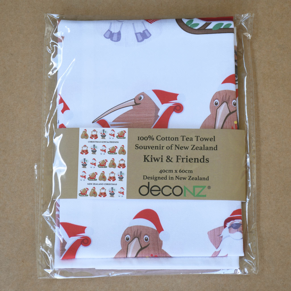 Tea Towel - Christmas Kiwi and Friends