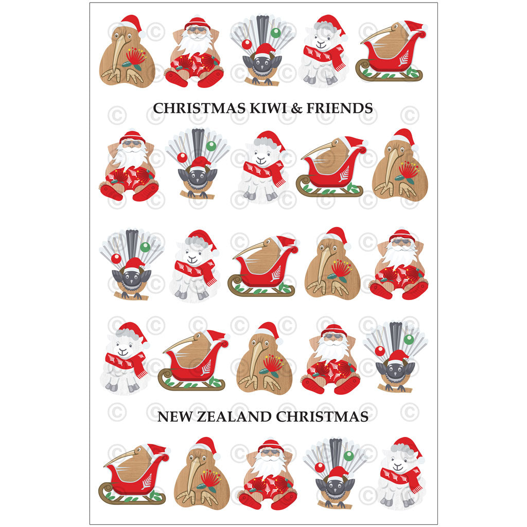 Tea Towel - Christmas Kiwi and Friends - Box Lot Deal (6)